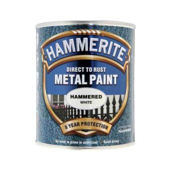 Hammerite Direct To Rust Metal Paint - Hammered White 750ml