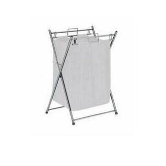 X Frame Silver Folding Laundry Basket