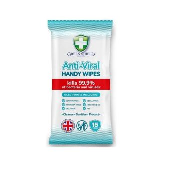 Green Shield Anti-Viral Handy Wipes - Pack of 15