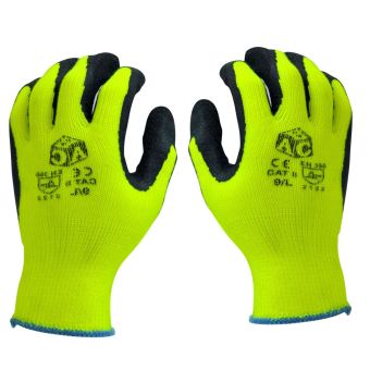 Hi-Vis Thermal Work Gloves Black and Yellow – Size Large – Lightweight, Breathable & Heavy-Duty Protection