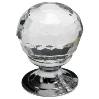 30mm Clear Glass Faceded Knobs Pack of 2
