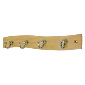 Headbourne 4-Chrome Hook Mini Pine With Wavy Wooden Board