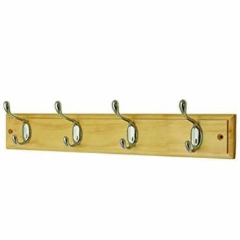 Headbourne 4-Heavy Duty Chrome Hooks On Pine Backing