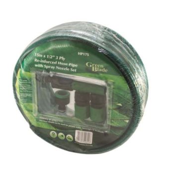 Green Blade 15m Hose With Spray Nozzle Set