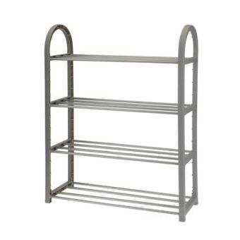 Grey 4 Tier Metal Shoe Rack