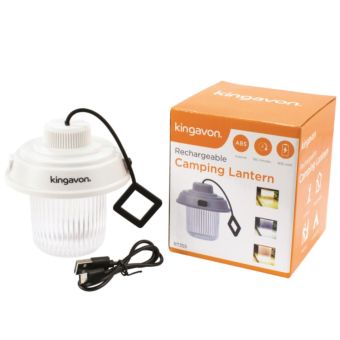Kingavon Vintage Style Rechargeable LED Camping Lantern with Warm, Cool, and Natural Light Settings – Compact Portable USB Outdoor Lamp