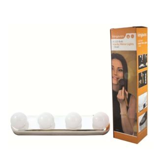 4 LED Bulb Vanity Mirror Lights - Silver Finish