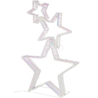 LED Triple Star Light 80cm – Silver Freestanding Christmas Decoration with Timer I IP44 Rated