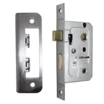 Satin Chrome Bathroom Door Lock - 2.5"