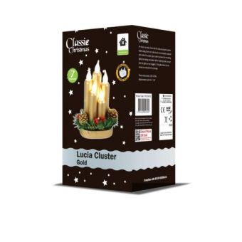 Classic Christmas Lucia Candle Cluster - Gold 5 Candles