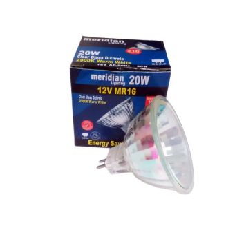 Meridian 20w Clear Dichroic Halogen MR16 GU5.3 Lightbulb
