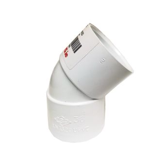 White Plastic 45° Pipe Bend Connector - 32mm