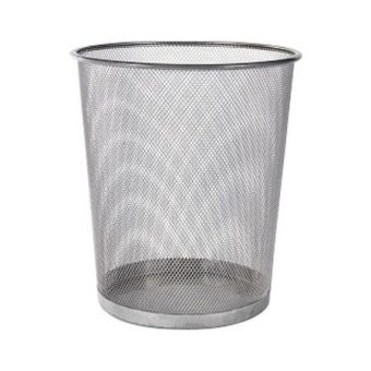 Silver Mesh Waste Paper Bin