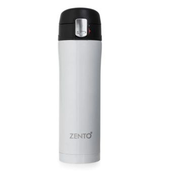 Push Button Vacuum Tumbler Metallic White - 450ml