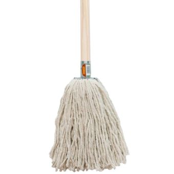 White Cotton Mop Head with Metal Socket & Wooden Handle – No.16