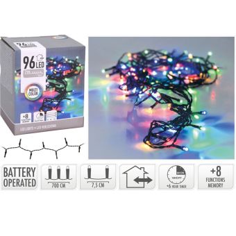 Multi-Colour LED Battery Christmas Lights - 96 Lights