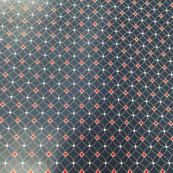 Navy & Red Sphere Oil Cloth / Tablecloth - Price Per Metre