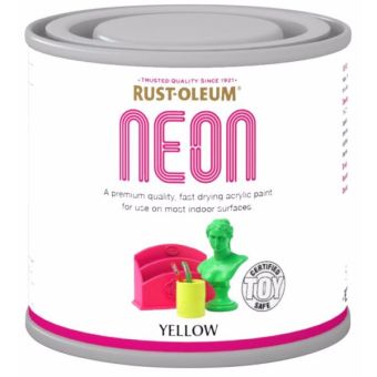 Rust-Oleum Neon Acrylic Matt Brush Paint - Yellow 125ml