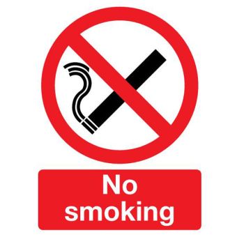 Red PVC Scripted No Smoking Sign - 200mmx300mm