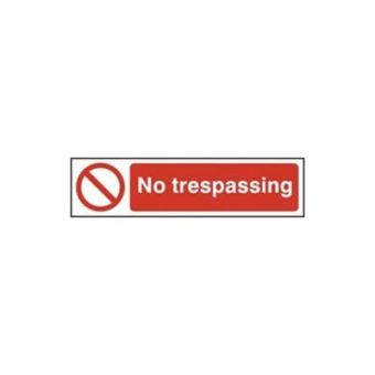 Self-Adhesive Red / White No Trespassing Sign - 200x50mm