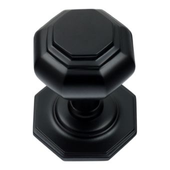 Octagonal Centre Door Knob - Matt Black