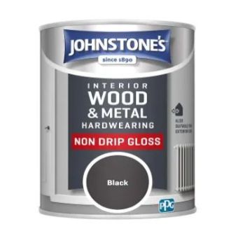 Johnstones Non Drip Gloss Wood And Metal Paint Black 750ml