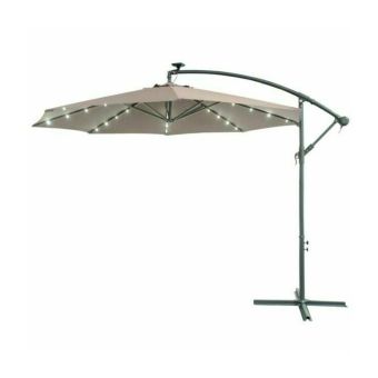 Pagoda Over Hang Parasol with LEDs Beige 2.7m