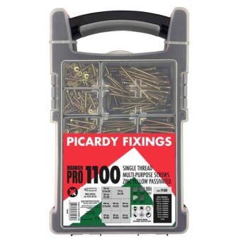 Picardy Multi Purpose Zinc Plated Screw Set 1100 Piece Assorted