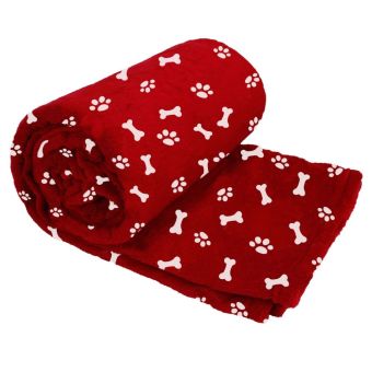 Pet Blanket Red Paw & Bone Design - 130cm x 160cm