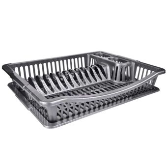 Plastic Dish Drainer with Base 2 Piece Set for Kitchen Drying Rack 36 x 45.5 cm