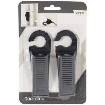 Plastic Door Wedge Stopper 2-Piece Set with Hanging Feature for Securing Open Doors