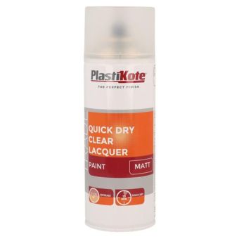 Plastikote Trade Quick Dry Clear Lacquer Aerosol Spray Paint Matt 400ml
