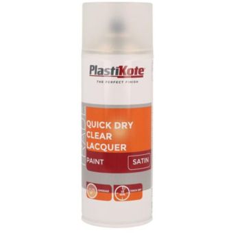 Plastikote Trade Quick Dry Clear Lacquer Aerosol Spray Paint Satin 400ml