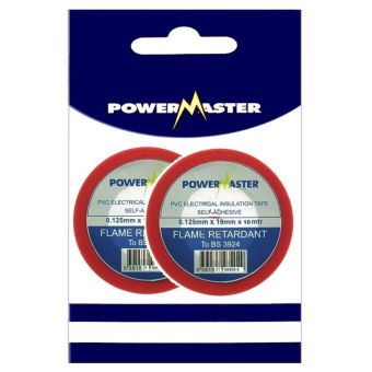 Powermaster Pvc Insulating Tape Red 10m 19mm - Pack 2