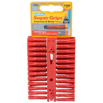 Plasplugs Red Supergrip Fixings 100 Pack