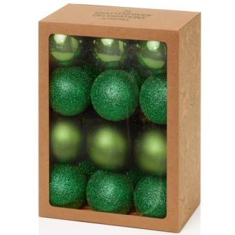 Premier 60mm Dark Green Multi-Finish Bauble Set – 24-Piece Christmas Tree Decoration Collection