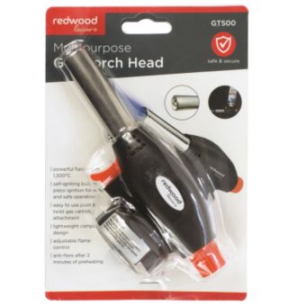 Redwood Multipurpose Gas Torch Head with Adjustable Flame Control and Piezo Ignition