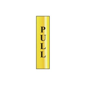 Gold Vertical Reading PULL Sign - 50mmx200mm