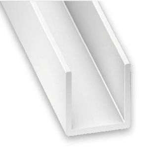 PVC White U Shape Profile - 14mm X 10mm X 10mm x 1m