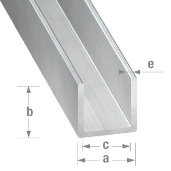 Raw Aluminium U-Shaped Profile 10mm x 15mm x 7mm x 1.5mm x 1m