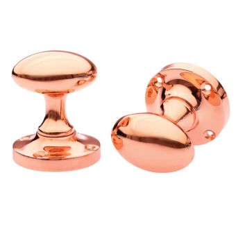 Primalite Rose Copper Oval Mortice Door Knob - Set of 2