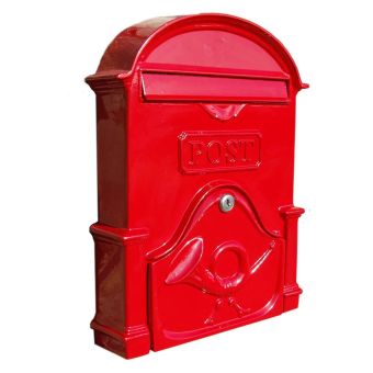 The Brosna Cast Aluminium Post Box - Slim Ruby Red