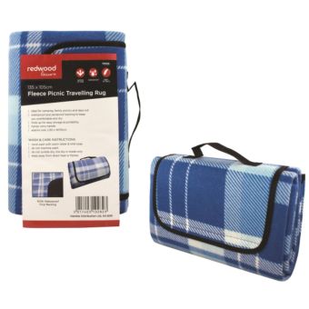 Redwood Fleece Waterproof Picnic Rug with Compact Fold and Carry Design – 135 x 105 cm Travel Blanket
