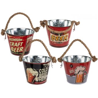 Retro Metal Ice Bucket with Built-In Bottle Opener – 24x19cm Beer and Drinks Cooler