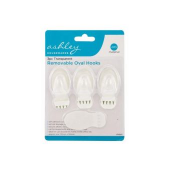 Ashley 3pc Transparent Removable Oval Hooks