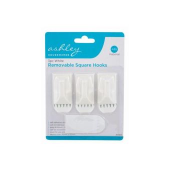 Ashley 3pc White Removable Square Hooks
