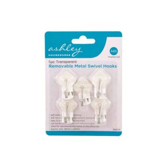 Ashley 5pc Transparent Removable Metal Swivel Hooks