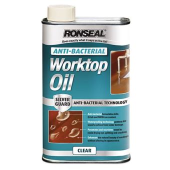 Ronseal Natural Matt Antibacterial Worktop Oil 1L for Wooden Kitchen Surfaces