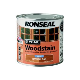 Ronseal 5 Year Woodstain 250ml Satin Natural Oak