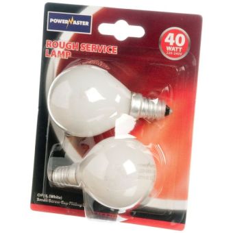 PowerMaster 40W Incandescent Opal Golf E14/ SES Light Bulb - Pack of 2
